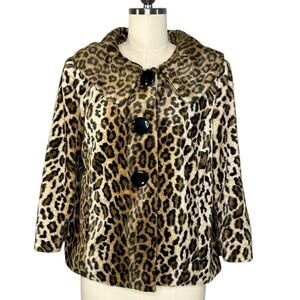 NEW Chico's Leopard Print Cropped Faux Fur Jacket | Size S